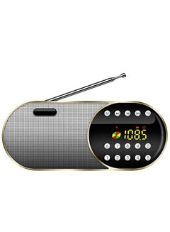 Buy Portable Mini FM Radio Wireless Bluetooth 5.0 Speakers TF USB Clock LED Flashlight Function Support 3.5mm Headphone MP3 Player in UAE