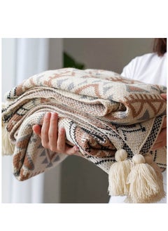 اشتري Throw Blanket, Soft Cozy Lightweight Boho Knitted Tassel Vintage Soft Chair Throw Blankets Bohemian Couch Decorative Throw Blankets for Bed Sofa Couch - All Seasons (50x60 Inch) في الامارات