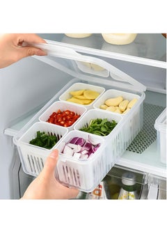 Buy Food Storage Containers with Lids Fruit&Veggie Tray with 6pcs Small Dividers Plastic Storage Bins in UAE