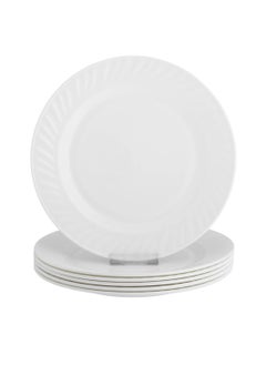 Buy Arcopal Plate 6 Pieces Plain White Color 25 cm in Saudi Arabia