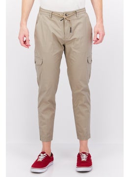 اشتري Men Regular Fit Solid Cargo Pants, Stone في الامارات