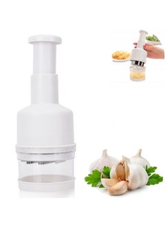 اشتري SYOSI Food Chopper, Manual Vegetable Chopper, Fruit Chopper, Garlic Chopper, Hand Press Chopper for Onion, Garlic, Nut, Manual Food Chopper for Kitchen, Dishwasher Safe (White) في الامارات