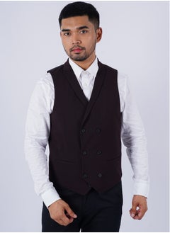 Buy Men’s Autumn Waistcoat Sleeveless V neck– Red Wine in UAE