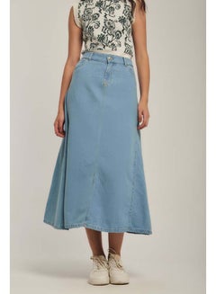 اشتري Fancy A Line Midi Denim Skirt With Cutlines في مصر