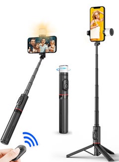 Buy Selfie Tripod Stick with Light,Phone Holder Lightweight Tripod Stand, Remote Control Stable Stand Extendable Tripod Camera Phone Holder for Tiktok Vlog Youtuber Video Recording in Saudi Arabia