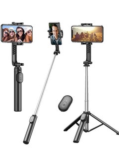 Buy Selfie Stick, Extendable Selfie Stick Tripod with Wireless Remote and Tripod Stand Compact Size Lightweight Selfie Stick for Group Selfies/Live Streaming/Video Recording Compatible with All Cellphones in UAE