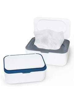 Buy Dispenser Tissue Box Holder Cover Baby Diaper Wipes Case With Lids Wipe Holder For Baby And Adult Wipe Container With Sealing Design Keeps Wipes Fresh Non Slip Easy Open Close 2Pcs in Saudi Arabia