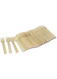 Buy Wooden Forks Beige - Heavyweight Disposable Fork, Heavy Duty Wooden Cutlery - Wooden Utensils - Perfect For Parties And Restaurants - 50 Pieces. in UAE