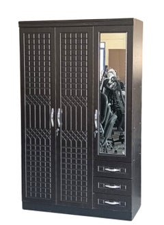 اشتري 3 Door Lockable Wooden Wardrobe,Cabinet,Cupboard Of Engineered Wood With 3 Drawer Perfect Modern Stylish Heavy Duty Color (Wenge) في الامارات