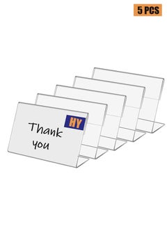 Buy Small Acrylic Sign Holder, 5 PCS Name Card Price Tag Label Holder, 3.2" X 2" L-Shape Plastic Clear Card Display Stand, Counter Top Stand Mini Food Labels Price Sign Holder for Retail in UAE