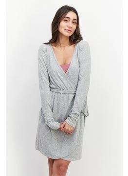 اشتري Women Heather Overlap Mini Casual Dress, Grey في الامارات