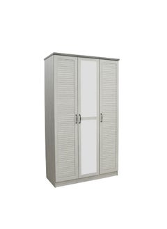 اشتري Zenith 3-Door Wardrobe With Drawers & Mirror For Hanging Clothes Extra Sturdy Rack Storage Organiser Modern Design Space Saving Cabinets For Bedroom - White Oak/Cement في الامارات