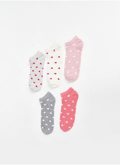 Buy Heart Pattern Women's Booties Socks 5-Pack in Egypt