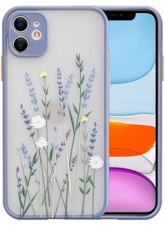 اشتري Compatible for iPhone 11 Case for Clear Flowers Pattern Frosted PC Back 3D Floral Girls Woman and Soft TPU Bumper Protective Silicone Slim Shockproof Case for iPhone 11 Purple في السعودية