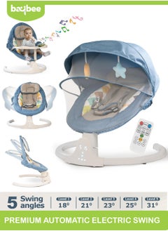 Buy Baybee Lullabies Automatic Electric Baby Swing Cradle for Baby with Adjustable Swing Speed, Recline, Bluetooth & Music | Baby Rocker with Mosquito Net, Safety Belt & Toys | Swing for Baby (Blue) in UAE