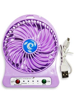 Buy Portable Mini Fan USB Rechargeable battery Cute 1.5W Small Electric Fan For School  ( purple ) in Egypt