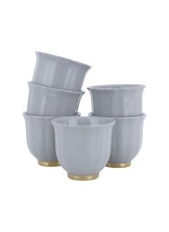 Buy A Set Of Gray Porcelain Coffee Cups With A Gilded Base, 12 Pieces in Saudi Arabia