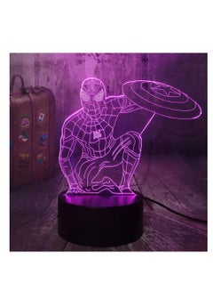 Buy Marvel Spiderman Night Light Captain America Shield 3D Acrylic Table Lamp 7 Colors LED Night Light for Kids, Child Room Bedroom Night Lamp Decor Light Kids Birthday New Year Lights in UAE