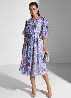 اشتري Printed Tie Detailed  Dress في الامارات