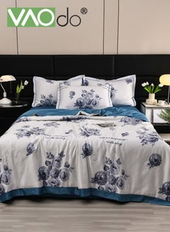 Buy 4PCS Queen Size Quilt Set  Atmospheric Luxury Print Summer Quilt Sets  Soft Bed Summer Quilt  Lightweight Microfiber Bedspread Modern Style Summer Quilt Sheets and Pillowcases for All Season Quilt in UAE