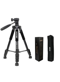 اشتري Camera Tripod 55-inch Q111 with Phone Holder,Cell Phone Tripod Stand Protable Lightweight for Canon Nikon Sony DSLR Projector Webcam Spotting Scopes Gopro and Smartphones Live,Black في الامارات