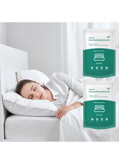 Buy 2 Pack Disposable Bed Sheets Fitted Sheet Queen Size, Disposable Travel Sheets for Travel with Quilt Cover and Pillowcase, Travel Bedding Disposable Sheets for Hotel Hospital 3PCS Sets in Saudi Arabia