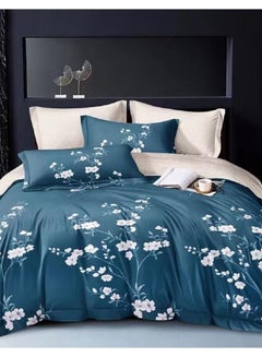 Buy 6-Piece King Size Duvet Cover And Fitted Bed Sheet Set Cotton Multicolour 220 X 240cm in UAE