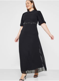 Buy Puff Sleeve Fit & Flare Dress in Saudi Arabia