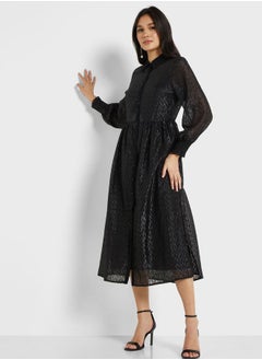 Buy Puff Sleeve Knitted Dress in UAE