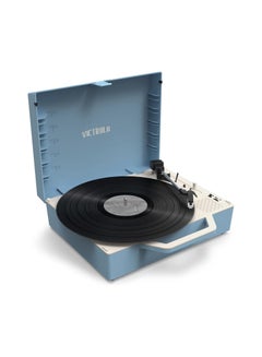 Buy Victrola Re-Spin Sustainable Suitcase Record Player with Built in Bluetooth Speakers 3 Speed Belt Driven Turntable Built-in Bass Radiator 3.5mm Headphone Jack Light Blue in UAE