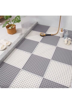 Buy 12 Pack Interlocking Non Slip Drainage Floor Tiles, 11.8 X Inch Soft PVC Bath Shower Mat with Suctions Cups, Holes for Bathroom, Kitchen, Pool, Wet Areas in Saudi Arabia