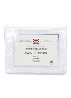 Buy Hotel Collection Extra Soft Fabric Deep Pocket Twin Size Sheet Set White 7.4 x 29.6 x 23.8 cm HOTEL TWIN in Saudi Arabia