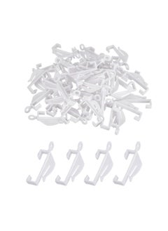 اشتري 100pcs Curtain Hooks Plastic White Curtain Rail Glider Curtain Track Glider Curtains Hooks for Window Curtain Door Curtain and Shower Curtain في السعودية