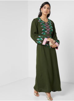 اشتري Embroidered Belted Jalabiya في الامارات