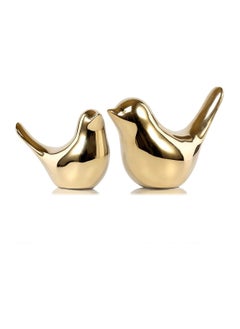 Buy 2pcs Gold Ceramic Bird Statue Home Decor in Saudi Arabia