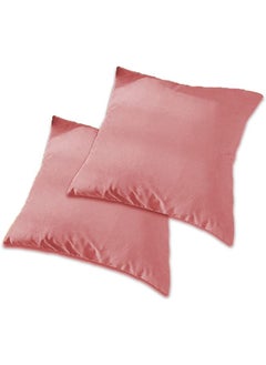 اشتري 2 Pieces Elegant Velvet Soft Decorative Cushion Set Solid Design 65X65 Cm Light Pink في السعودية