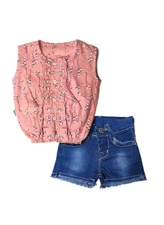 Buy Baby Girls Set - Top and Jeans Short in Egypt