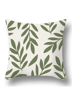 Buy Green botanical abstract geometric print pillowcase pillow cover 45*45cm in UAE