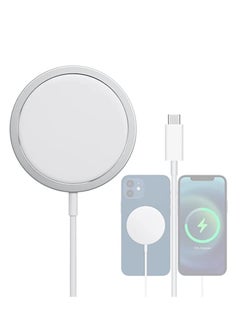 اشتري pple Mag-Safe Charger for iPhone USB C Fast Charging,Wireless Magnetic Fast PD Charging up to 15W Compatibility with iPhone 15, 14,14 Plus,14 Pro,14 Pro Max, 13,12 series,AirPods Pro2,White في السعودية