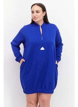 Buy Women Plus Size Long Sleeve Outdoor Dress, Blue in UAE