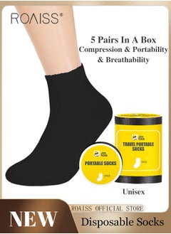 Buy 5 Pairs Disposable Mid Calf Socks for Men Portable Throwaway Compressed Cotton Socks Sweat Absorbent and Breathable Crew Sock for Sports Business or Travel in UAE