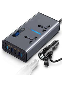 اشتري محول طاقة السيارة 200 وات، DC 12V/24 فولت إلى 220 فولت مع USB 1.2A&2.4A و 1 QC3.0 و منفذ من نوع C، مهايئ قابس السيارة مع شاشة LED، مناسب للسيارات، سيارات الدفع الرباعي والشاحنات في الامارات