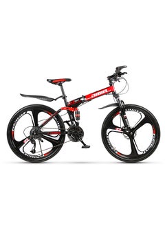 Buy Folding Mountain Bike Foldable/Unfoldable Bike 26 Inch for Adult,24-Speed Dual Suspension High-Carbon Steel Foldable Bicycle,Dual Disc Brake Folding Bikes for Men Women,Shock Absorption,3-Blade Wheel in Saudi Arabia