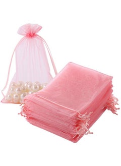 Buy Organza Bags Blush Pink 5X7 Inch 100Pcs, Mesh Jewelry Pouches Candy Bags Drawstring Empty Sachet For Wedding Baby Shower Party in UAE