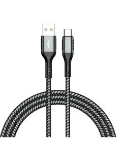 Buy BRAVE 30W USB Cable Type-C Connector 3.1A Nylon Braided Durable Fast Charge and Data Cable (1.2m/4ft) Made of Aluminum Alloy for Long Lasting Material, Safe and Reliable, Flexible Black in UAE