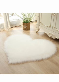 اشتري KASTWAVE Heart Shaped Soft Faux Sheepskin Fur Area Rugs, Fur Rug, Soft Fluffy Carpets for Home Living Room Bedroom Sofa Floor Plush Mat, 3ft x 2.2ft (White) في السعودية