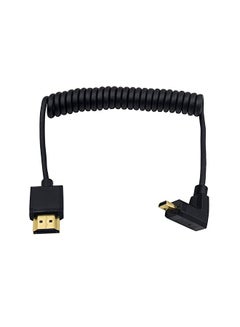 Buy Micro Hdmi To Standard Hdmi Cable Slim Down Angled Micro Hdmi Male To Hdmi Male Coiled Cable For 1080P 4K Ultra Hd 3D 1.2M 4Ft Black in Saudi Arabia