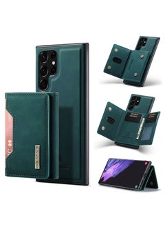 Buy Wallet Case for Samsung Galaxy S23 Ultra, DG.MING Premium Leather Phone Case Back Cover Magnetic Detachable with Trifold Wallet Card Holder Pocket (Green) in Egypt