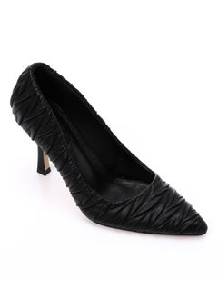 اشتري Textured Slip On High Heels Pumps - Black في مصر