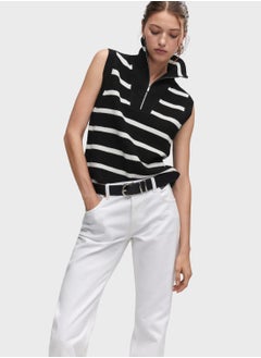 اشتري Zip Neck Striped Waist Coat في السعودية